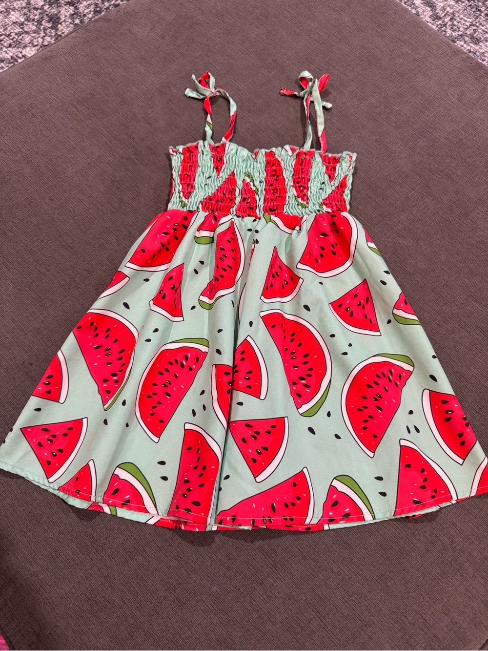 SHEIN Mint Green Sundress with Red Watermelon Print